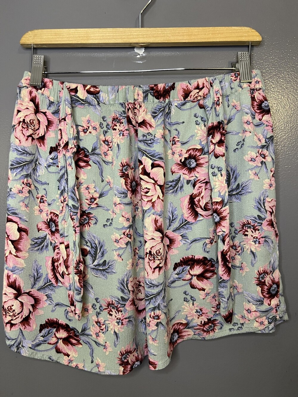 American Eagle Outfitters Skirt Womens Medium Blue Floral Wrap Elastic Waist